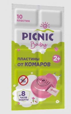 Купить пикник (picnic) baby пластинки от комаров, 10 шт в Кстово