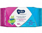 Купить aura (аура) салфетки влажные антибактериальные тропик коктейль 60шт в Кстово